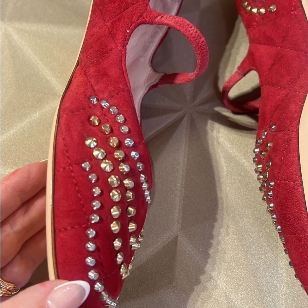 AGL Red Studded Mary Jane Ballet Flats – Nwt Multiple Sizes made in Italy - Picture 4 of 7